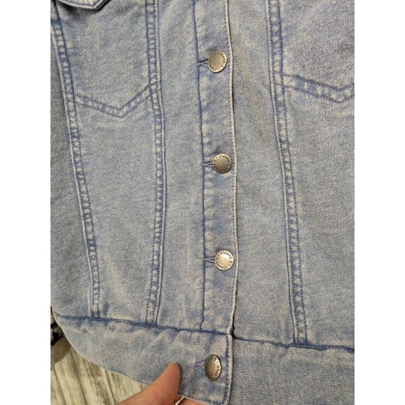 Z Supply Women's Gia All Day Knit Denim Fleece Aztec Shirt Jacket Shacket Small - Picture 4 of 11